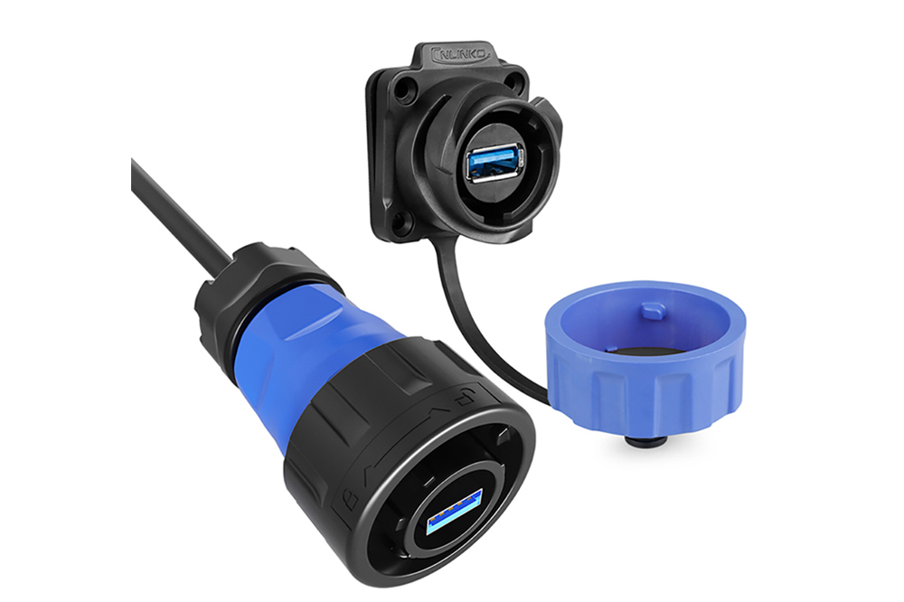 YM-24-USB3.0塑膠防水航空插頭插座工業(yè)數據連接器