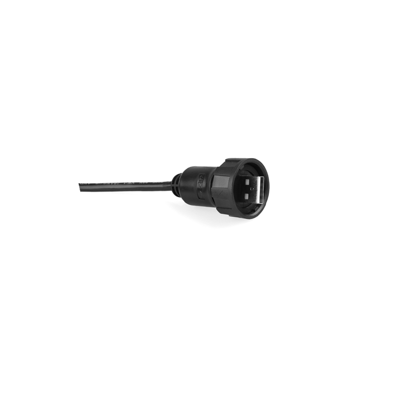 YU-USB2.0數據塑膠+圓型一頭包膠防水航空插頭連接器