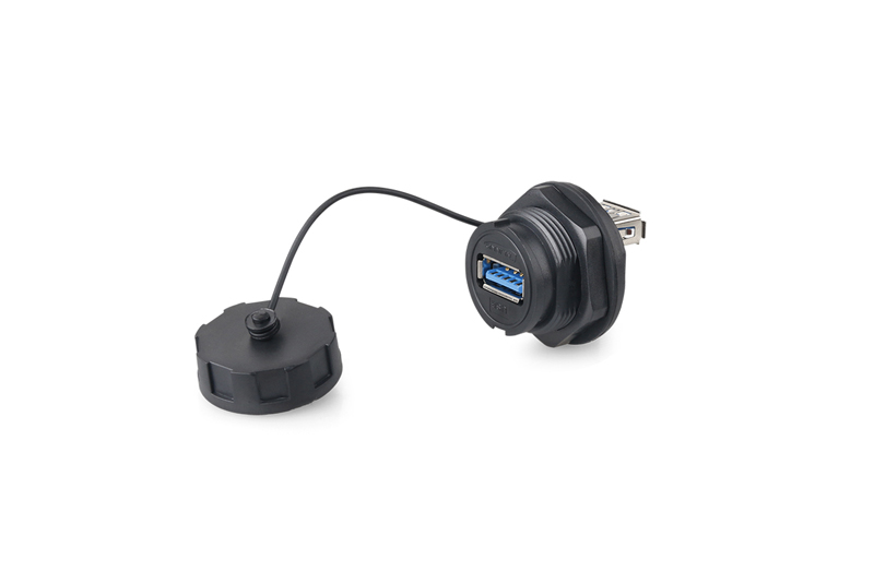 YU-USB3.0數據塑膠-母座+一頭包膠公頭防水航空插頭連接器