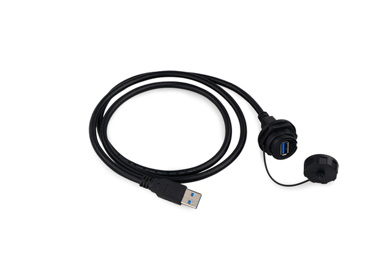 YU-USB3.0數據塑膠-母座+一頭包膠公頭防水航空插頭連接器